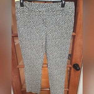 LOFT Black and White Chino Pants with Leopard Print